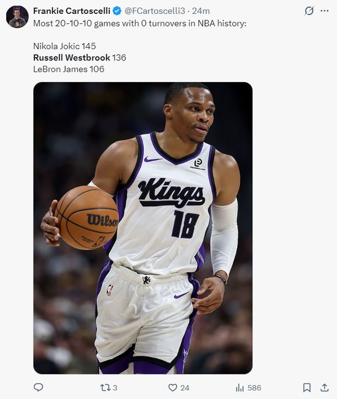 37岁威少再创多项纪录：208次三双刷新NBA历史第一